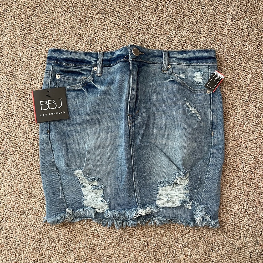 Rough and Rigid Distressed Denim Mini Skirt